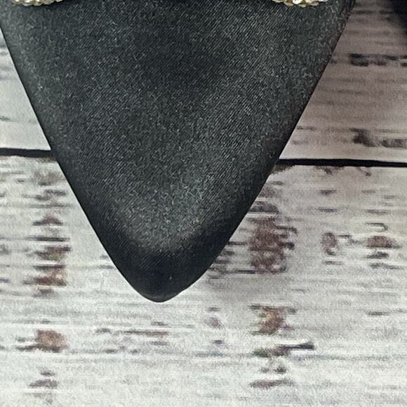 Yetier Heels Pumps Shoes size 10 Black Satin Faux Diamond Bow Cocktail Evening - Picture 5 of 12